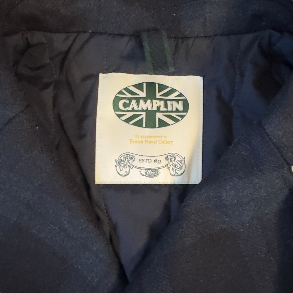 EUC Camplin Peacoat Island Q, tartan wool, navy, size 52 - Picture 10 of 16